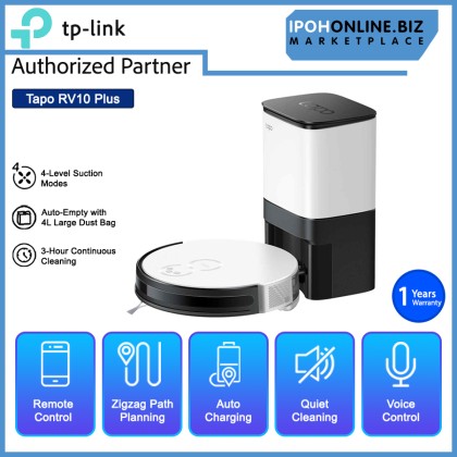 TP-Link Tapo RV10 Plus Smart Auto Empty Dock Robot Vacuum Cleaner & Wet/Dry Mopping Sweeping Capacity 4L Large Dust Bag TP-Link Tapo RV10 Plus Smart Auto Empty Dock Robot Vacuum Cleaner & Wet/Dry Mopping Sweeping Capacity 4L Large Dust Bag